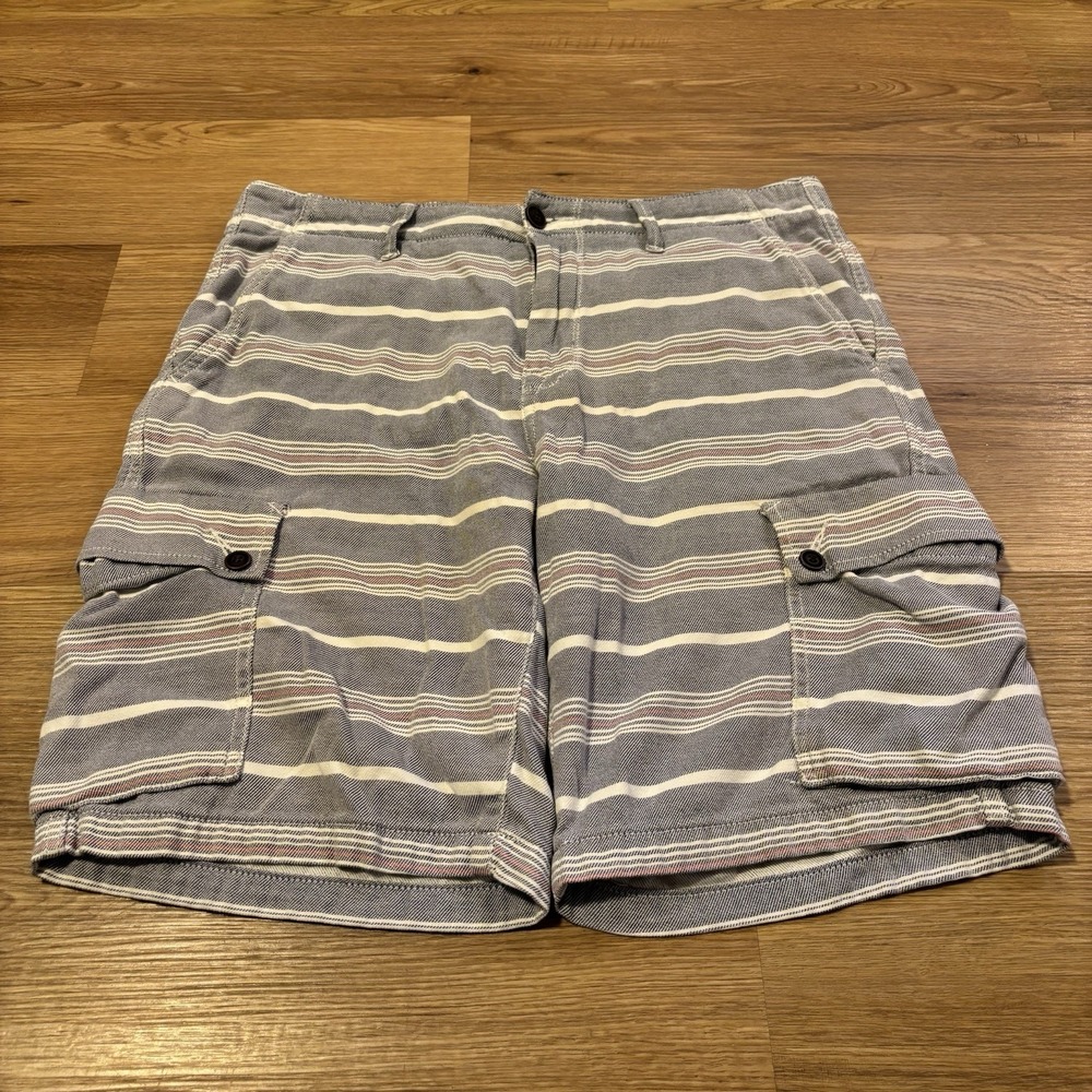 Lucky Brand Cargo Shorts Men's 32 Striped Red White Blue Utility Skater Gorpcore